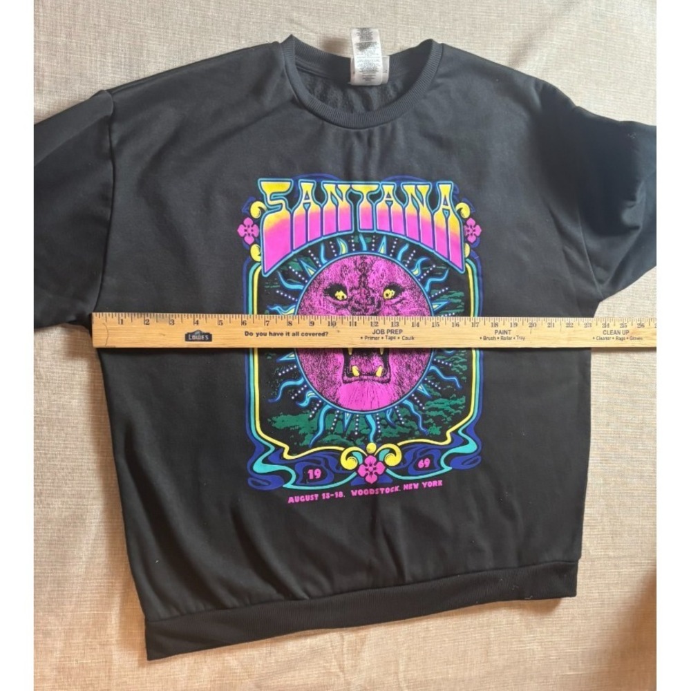 Carlos Santana Pullover Crewneck Woodstock 1969 Purple Lion Womens Large - Picture 8 of 9